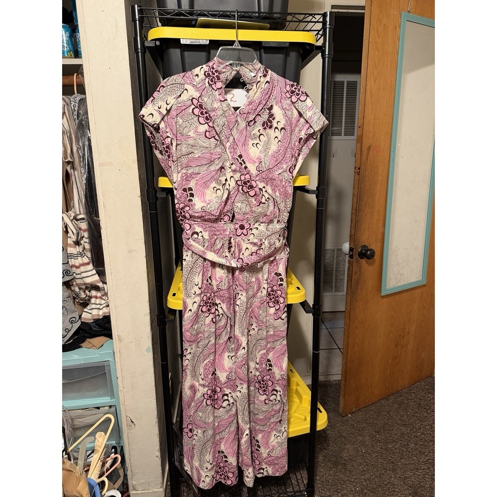 Derek Lam 10 Crosby Celeste Floral Front Twist Belt Maxi Dress Linen Blend Size8